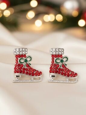 Red Holiday Ice Skate Earrings